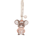 Pink Enamel Christmas Mouse with Gift Decoration