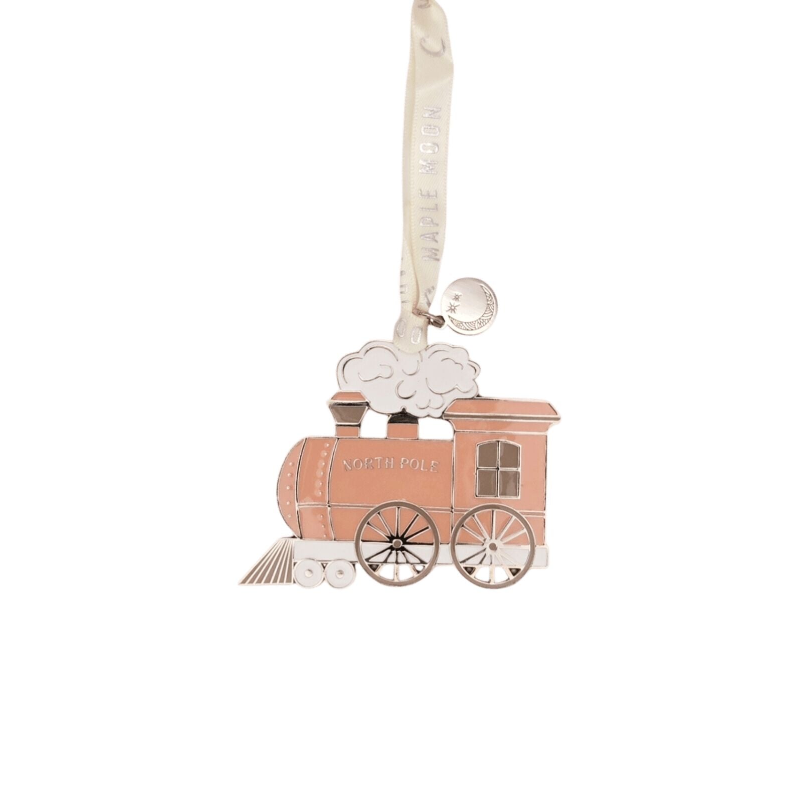 Pink Enamel Christmas Train Decoration