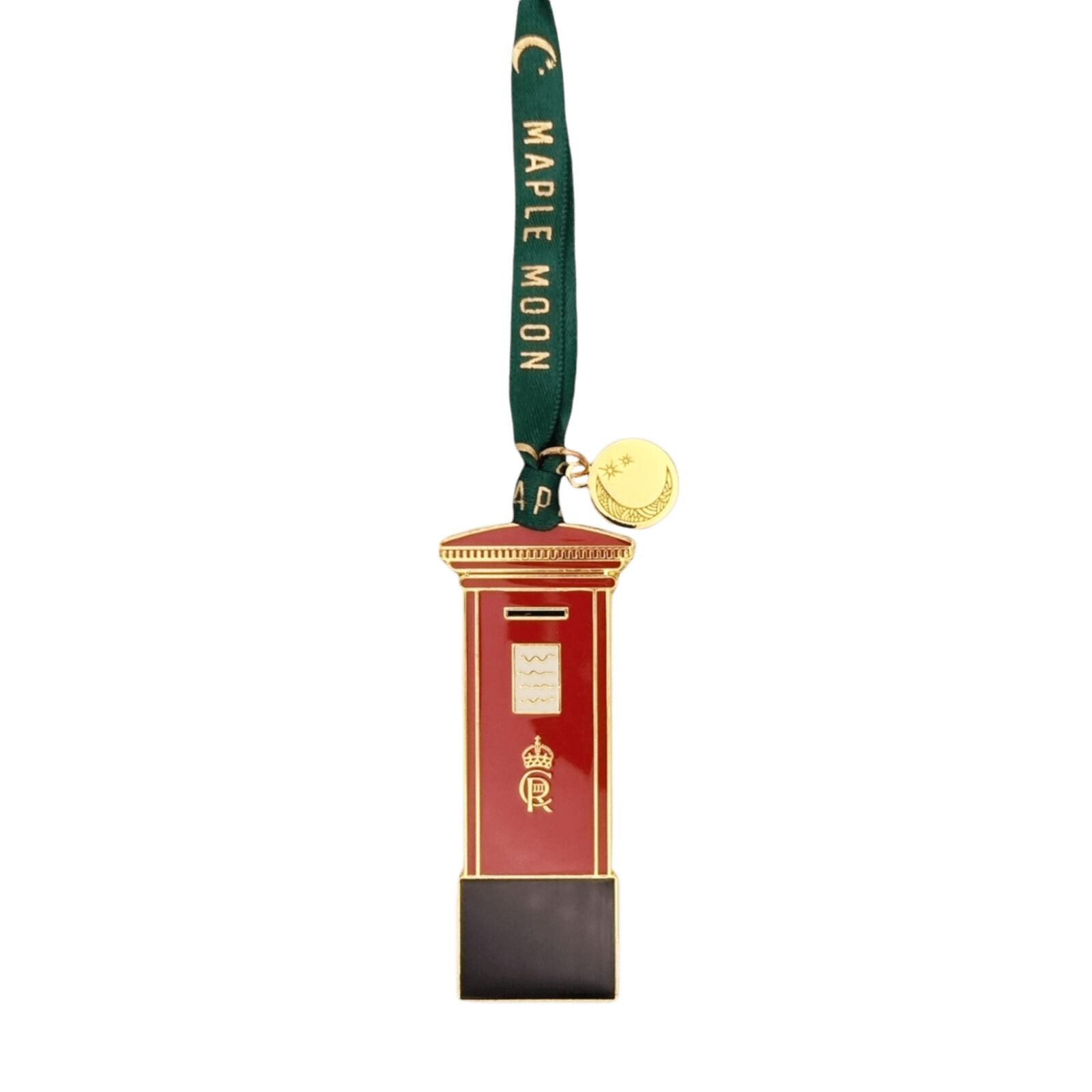 Gold Enamel Christmas Post Box Tree Decoration