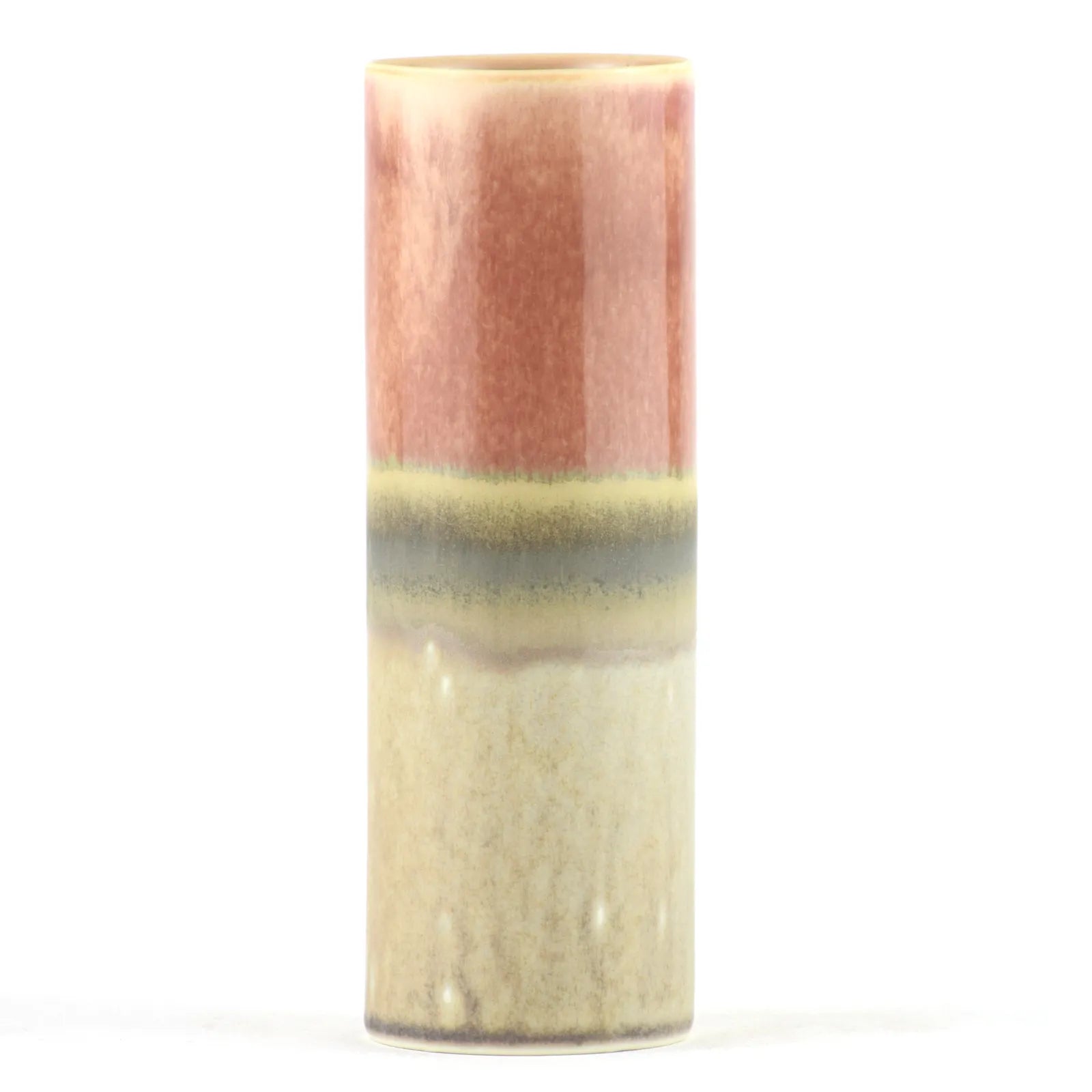 Handmade Porcelain Tube Vase – Creamy Base, Coppery Brown & Sandy Tones