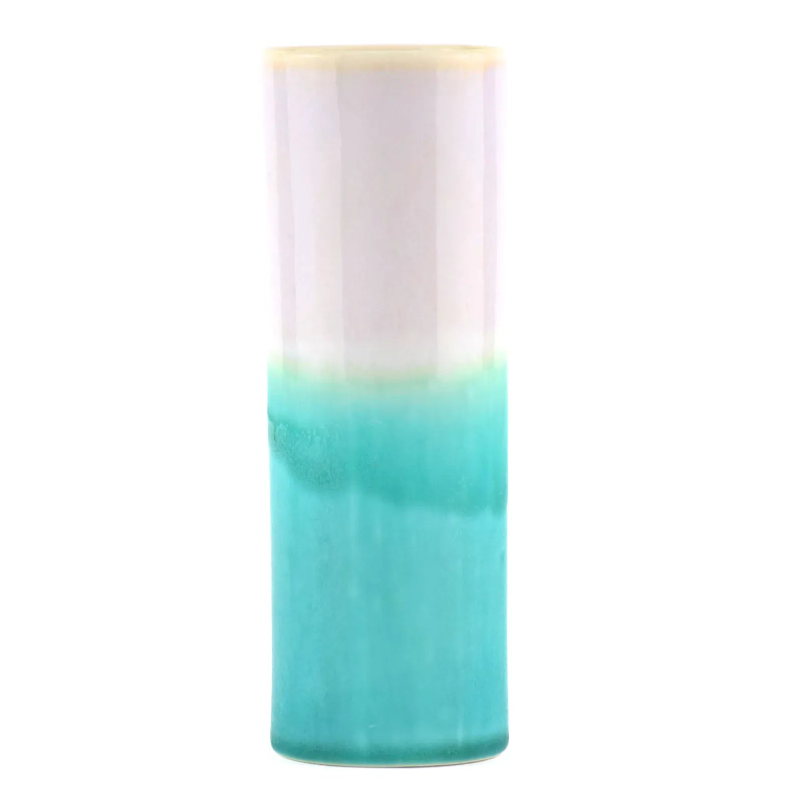 Handmade Porcelain Tube Vase – Lemon Yellow, Pastel Mauve & Aqua Blue