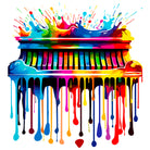 Bright Paint Drips Piano Art Print 3