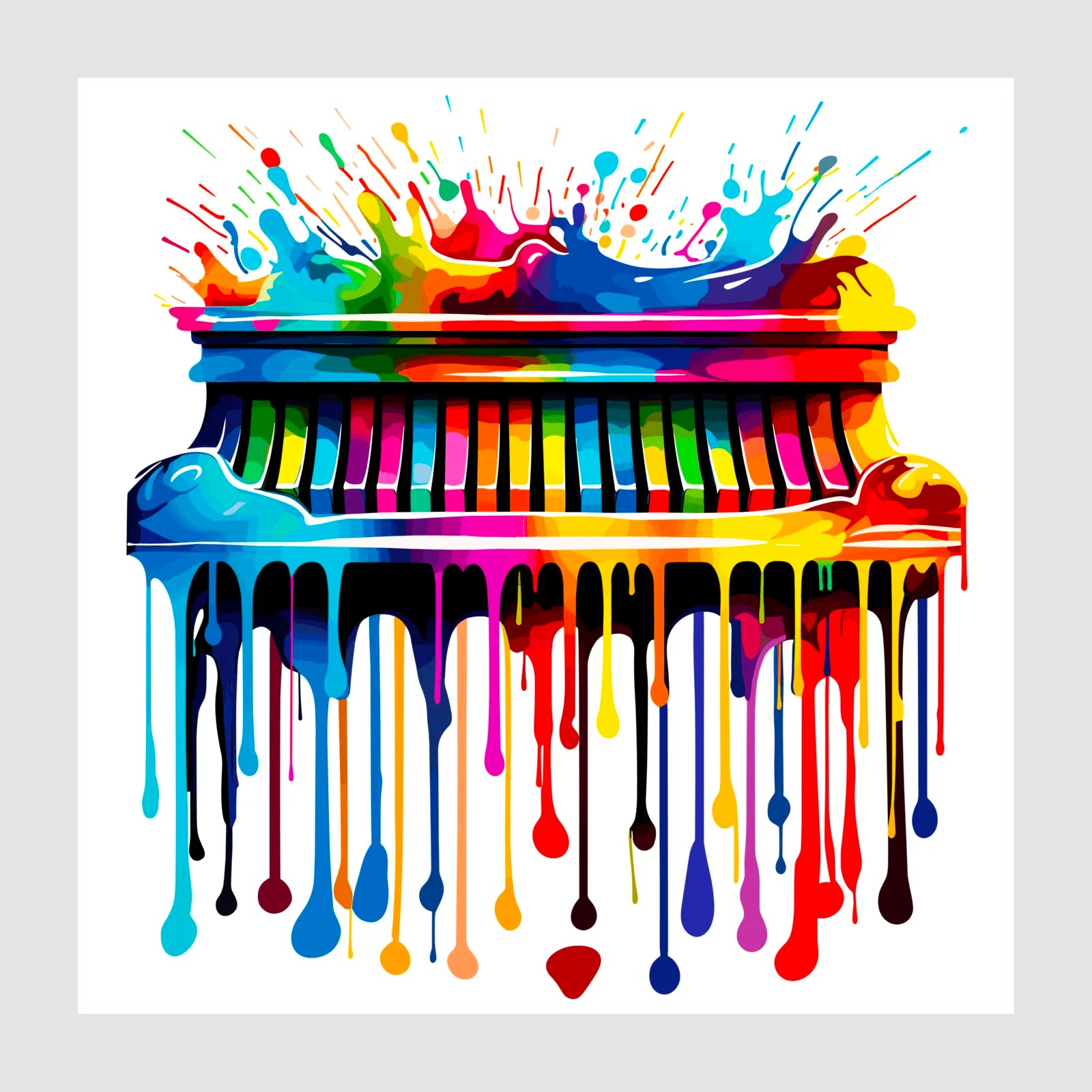 Bright Paint Drips Piano Art Print 1