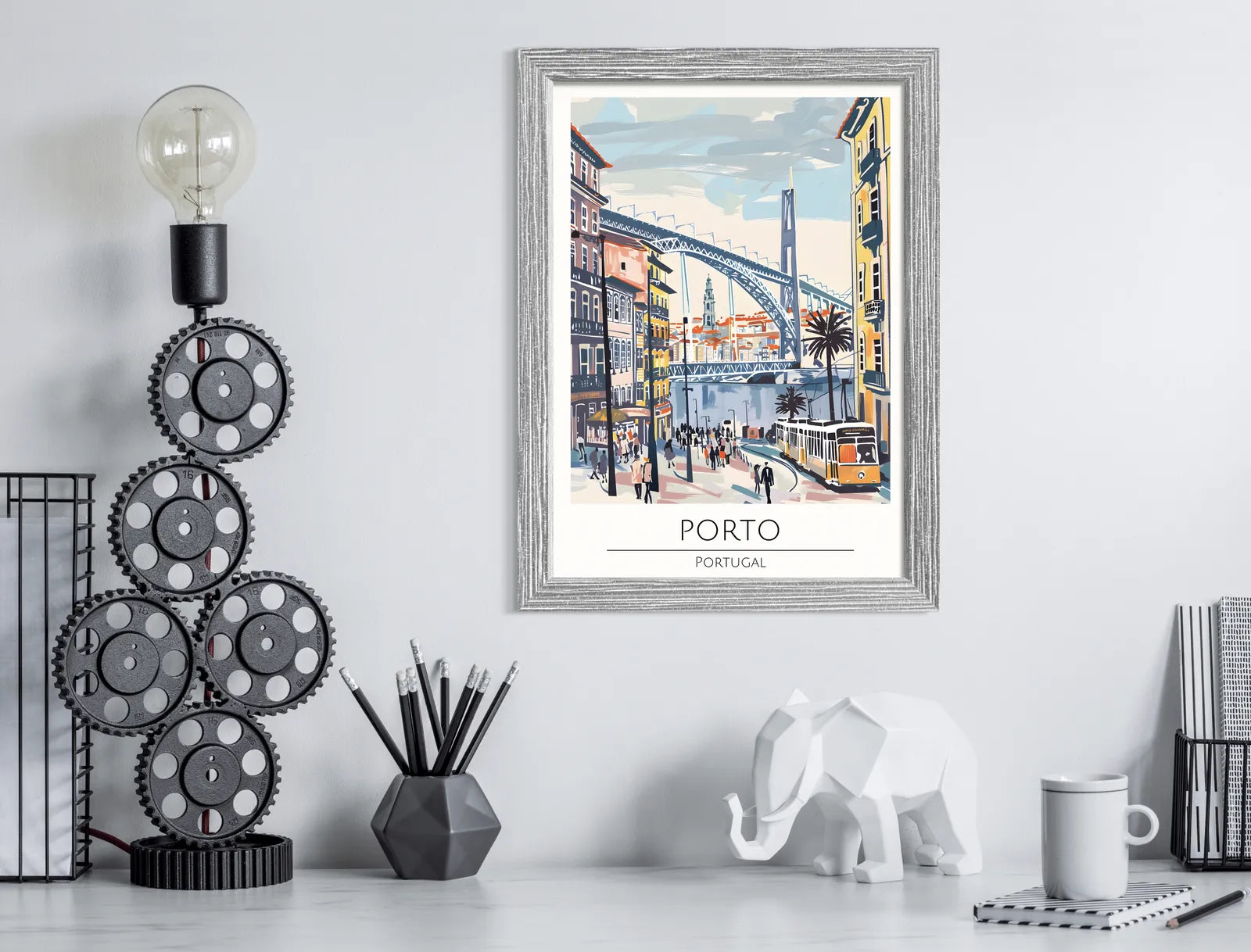 Porto River View with Bridge Art Print 2