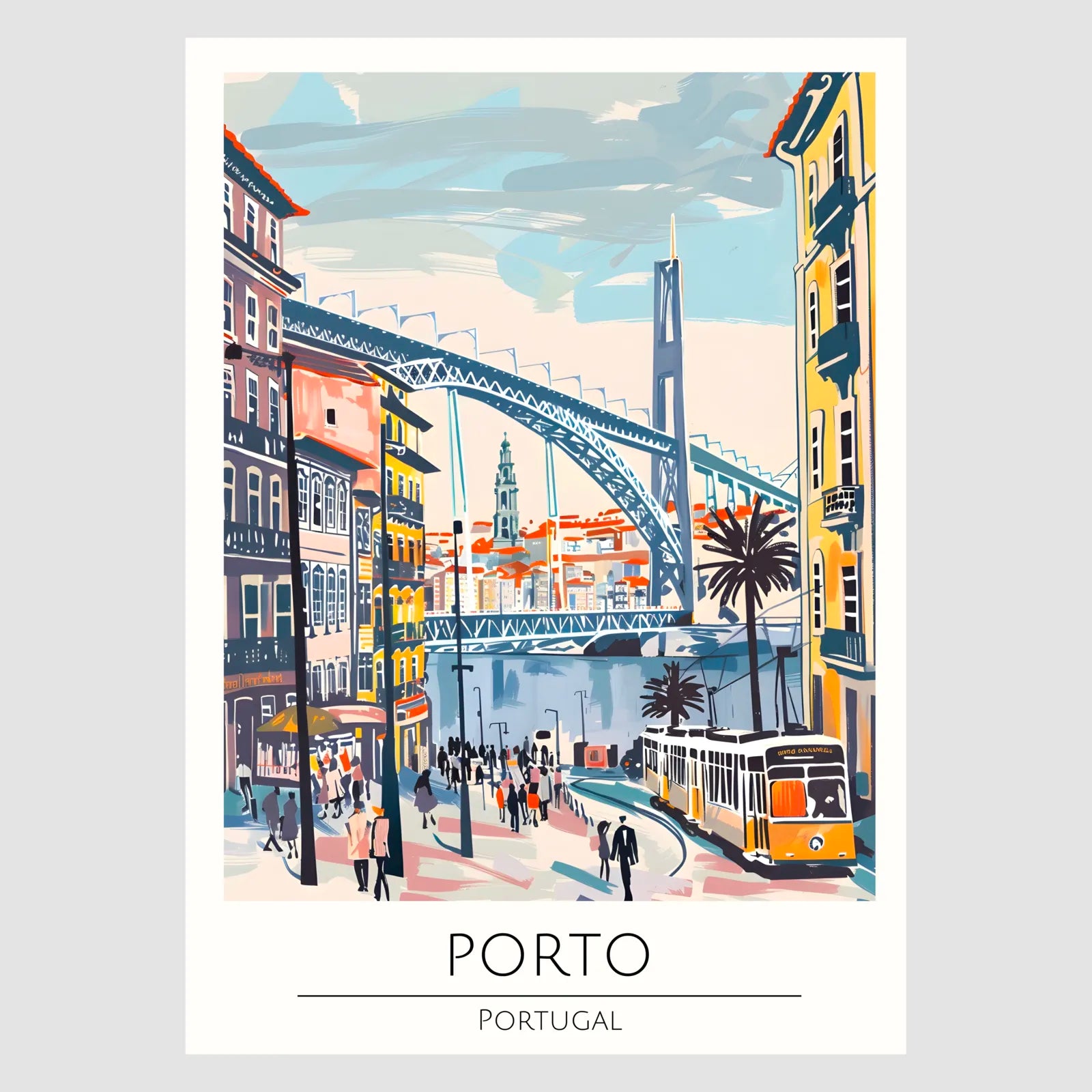 Porto River View with Bridge Art Print 1