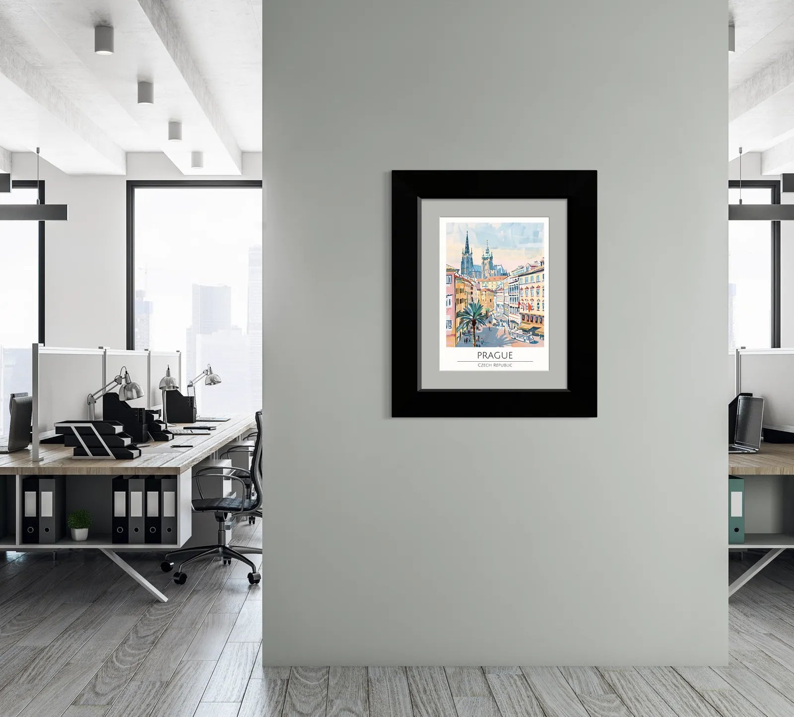 Prague Street View with Cathedral Spires Art Print 2