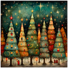 Magical Christmas Trees with Glowing Windows Art Print 3