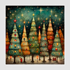 Magical Christmas Trees with Glowing Windows Art Print 1