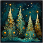 Elegant Teal & Gold Christmas Trees Art Print 3