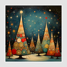 Playful Christmas Trees & Starry Night Art Print 1