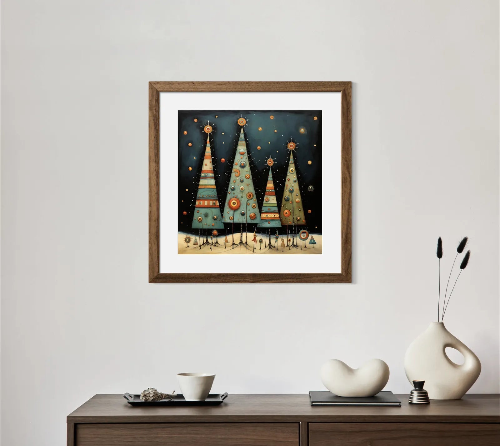 Metallic Look Christmas Trees Art Print 2