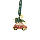 Gold Enamel Red Car with Christmas Tree Decoration