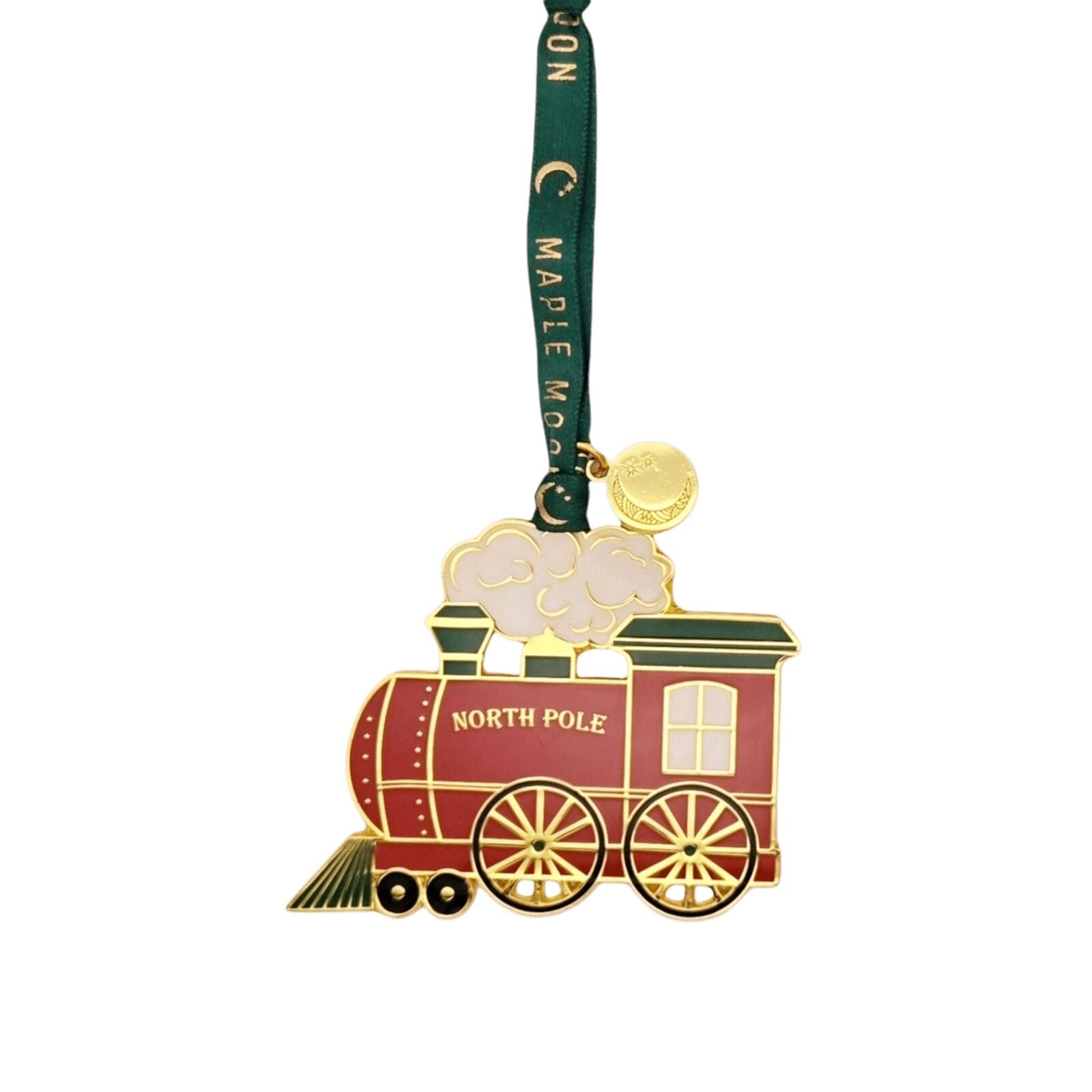 Gold Enamel North Pole Train Christmas Tree Decoration