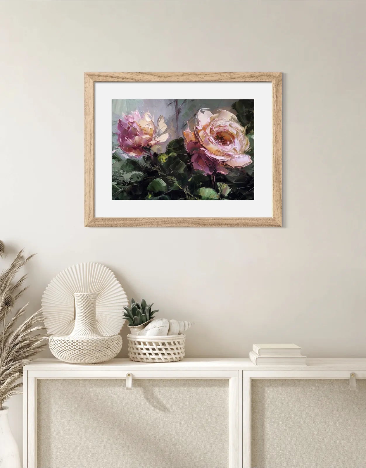 Vibrant Abstract Roses Art Print in Oil Effect 2