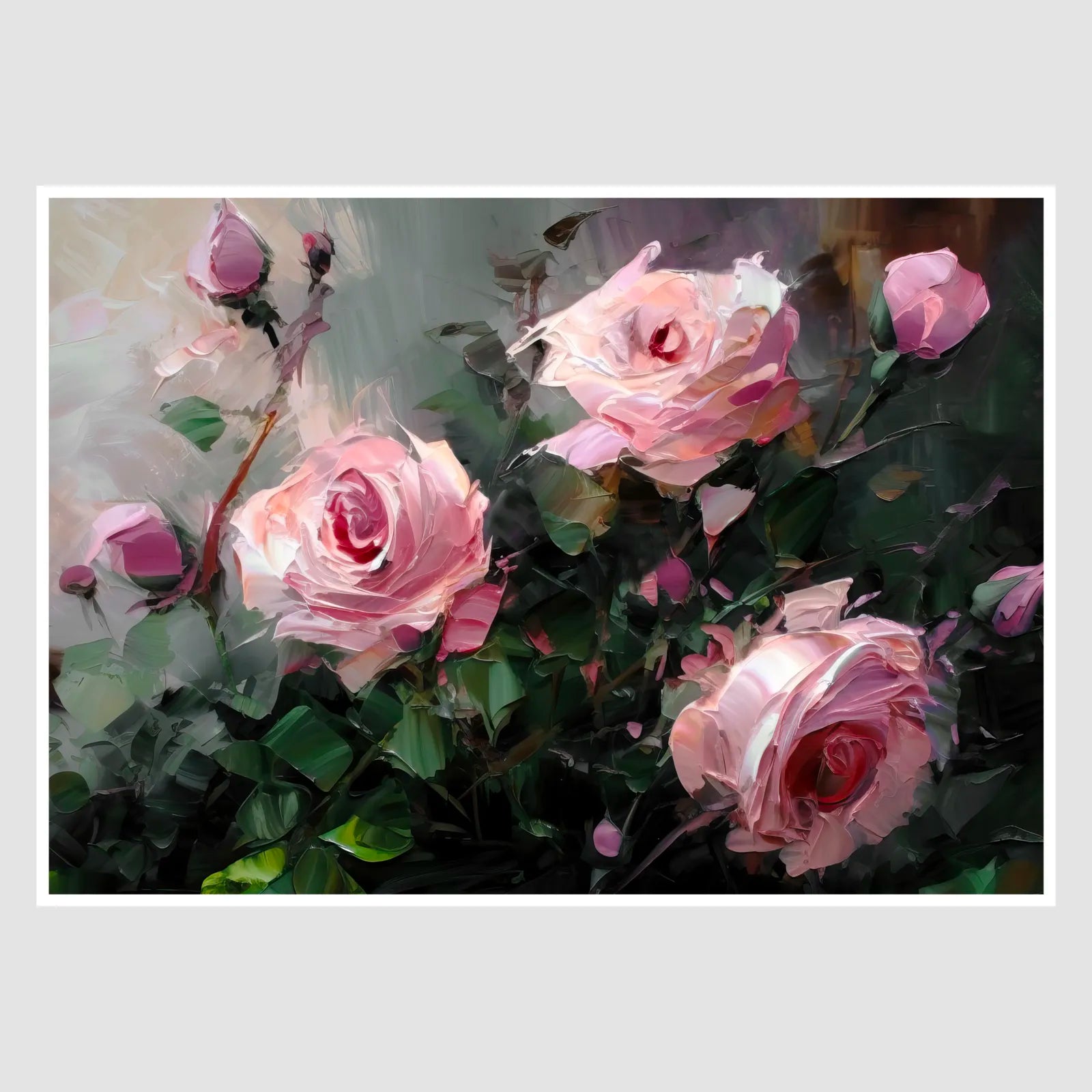 Vivid Pink and Lilac Roses Art Print in Sunlight 1