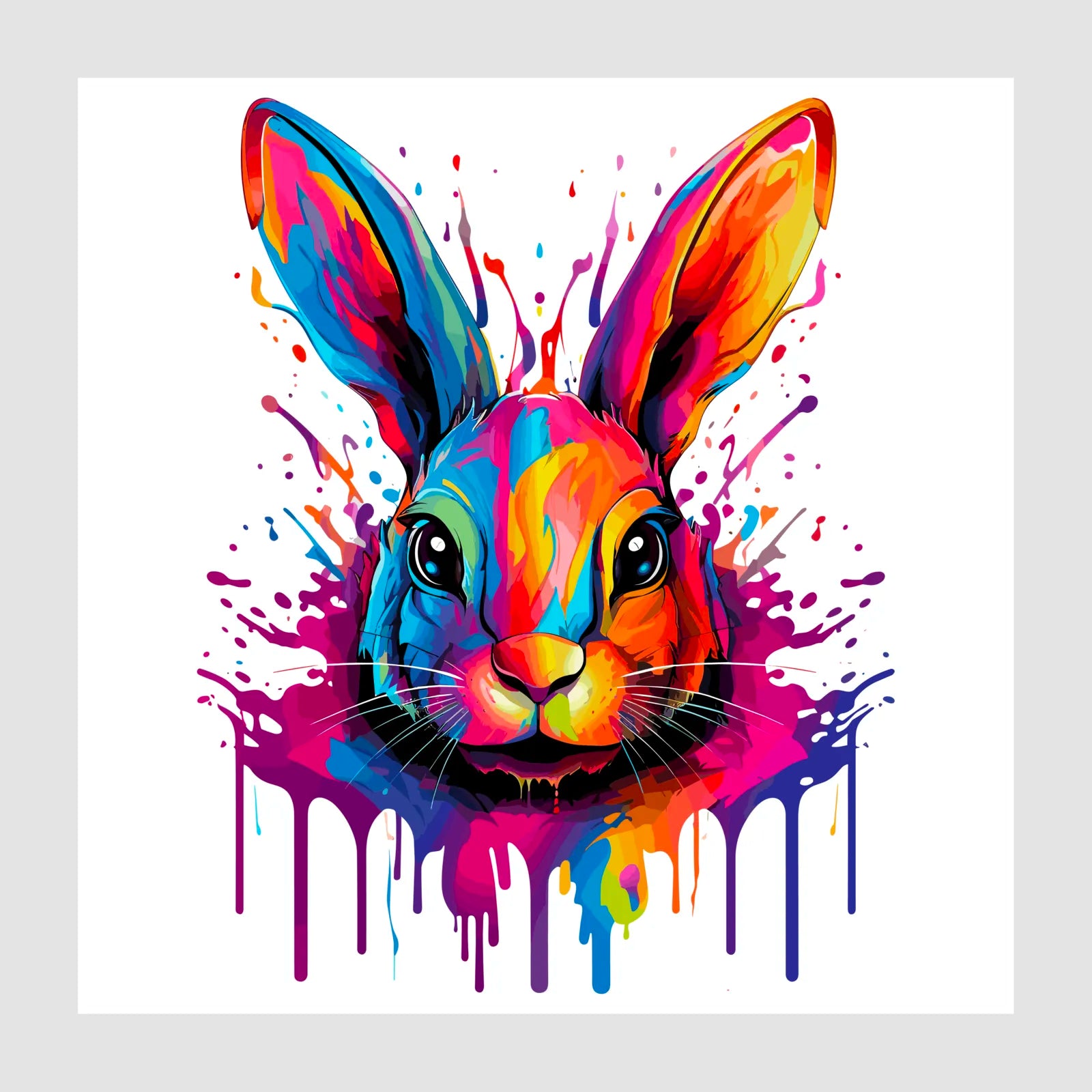 Paint Splash Rabbit Digital Art Print 1