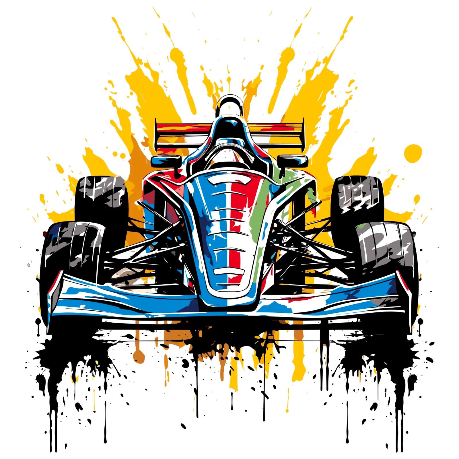 Fiery Paint Splashes F1 Race Car Art Print 3