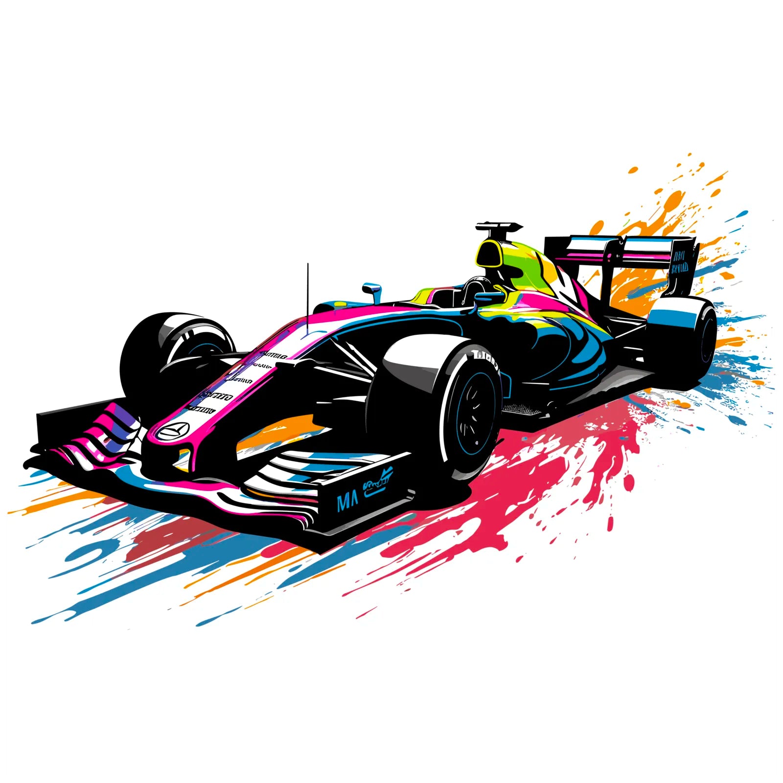 Sleek Paint Splashes F1 Race Car Art Print 3