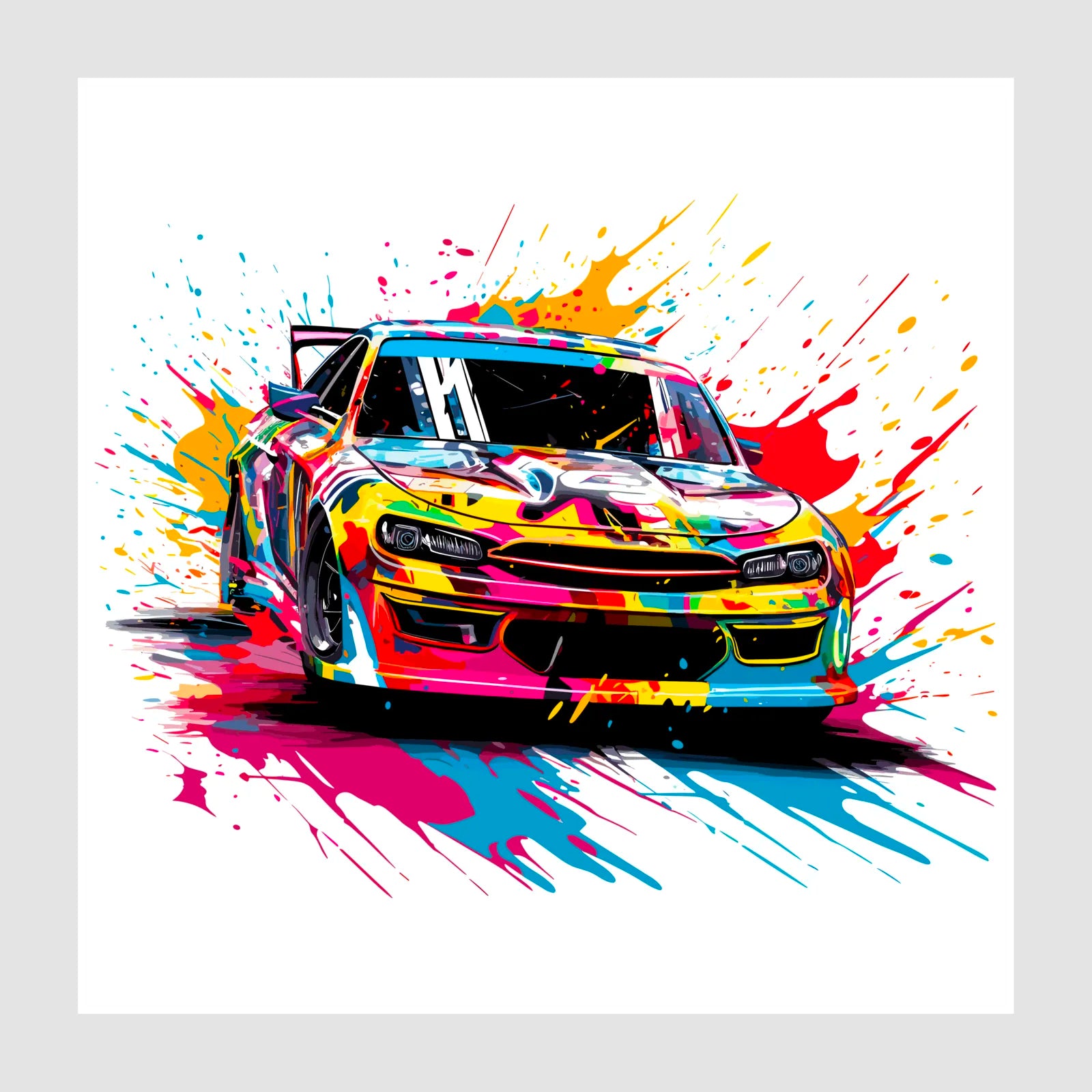 Explosive Paint Splashes Rally Race Car Art Print 1