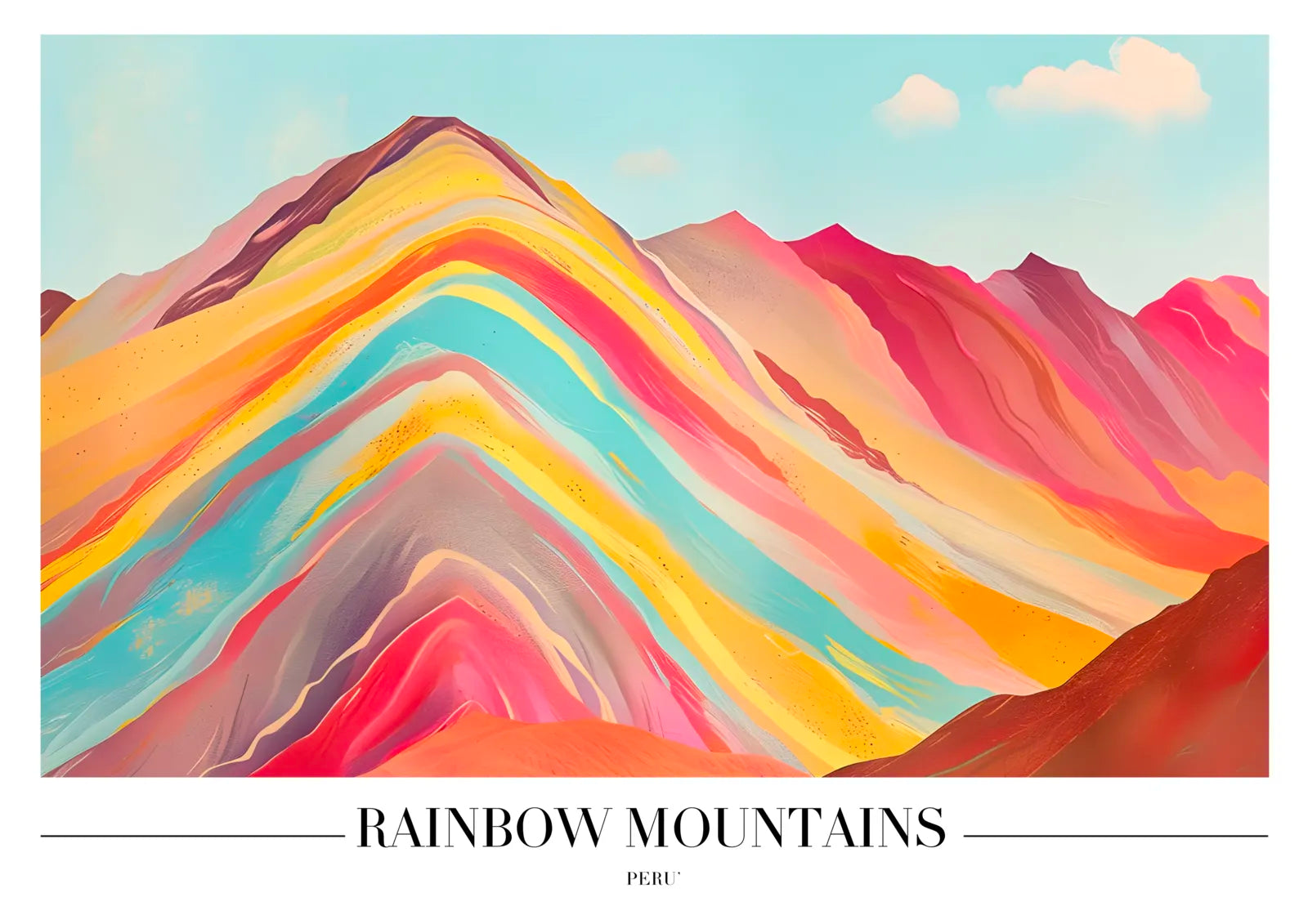 Rainbow Mountains of Peru  Art Print With Vibrant Colours 3