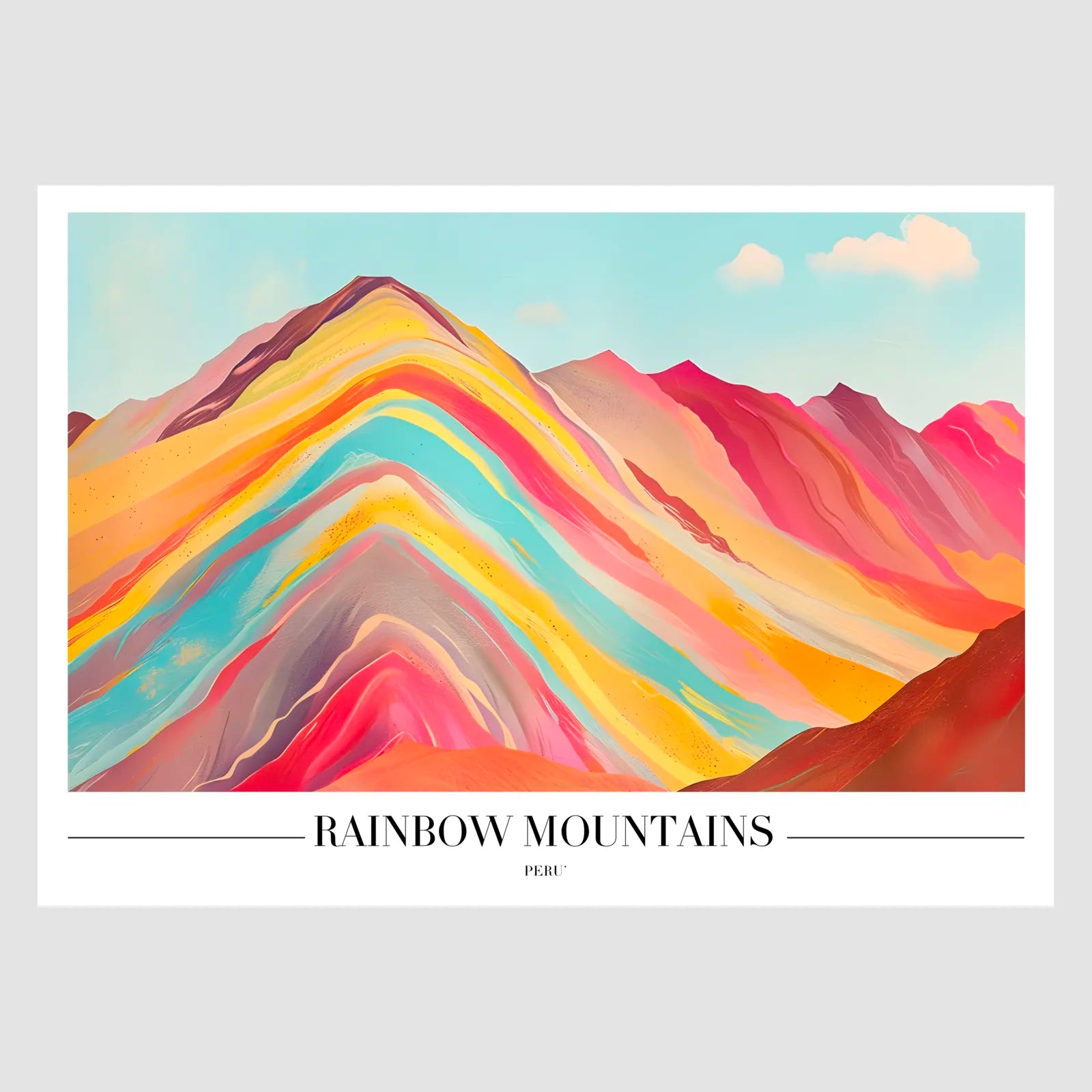 Rainbow Mountains of Peru  Art Print With Vibrant Colours 1