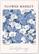 Blue Florals of Salzburg – Hand-Drawn European Garden Print