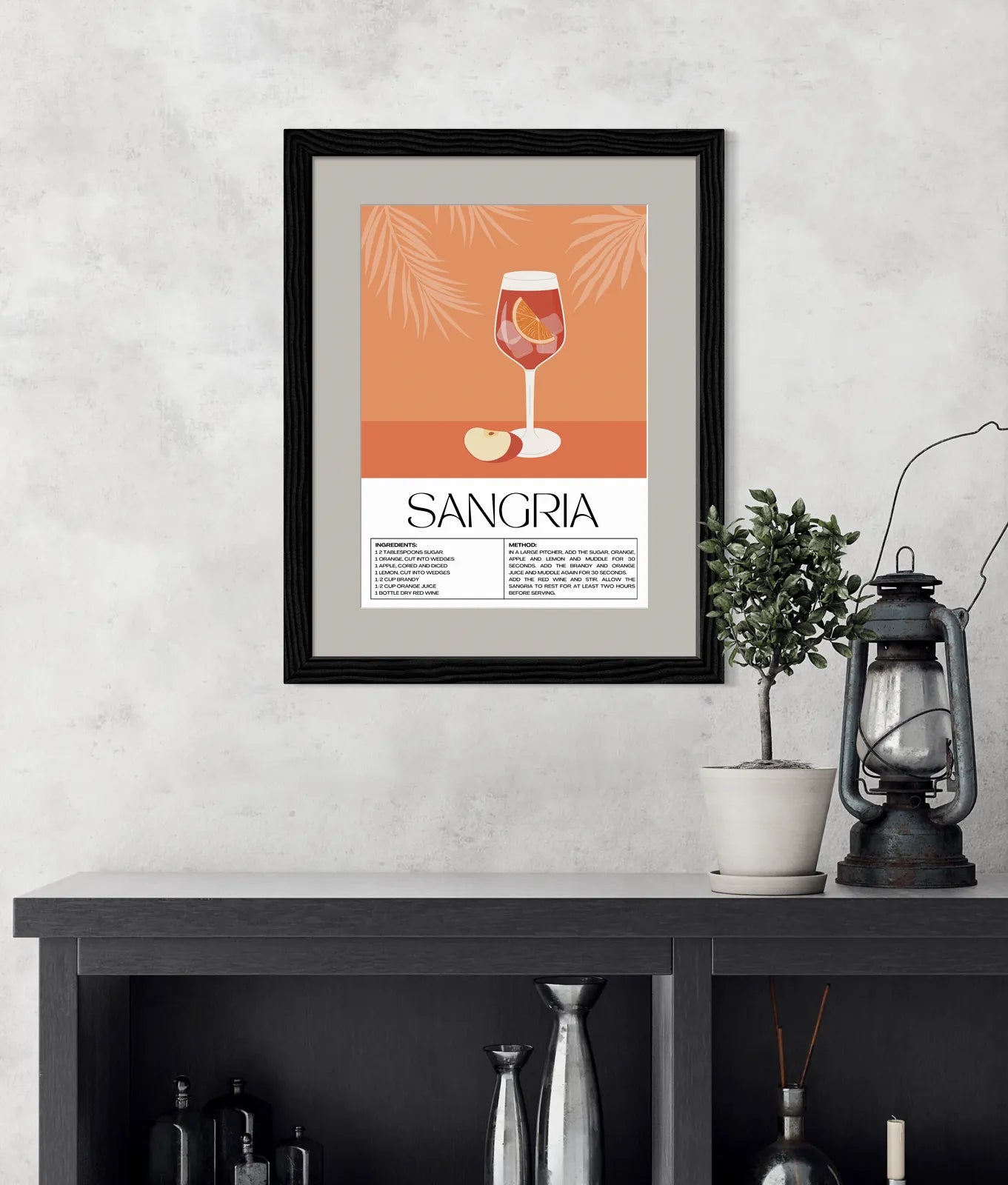 Sangria Art Print – Two-Tone Orange & Fern Cocktail Design 2