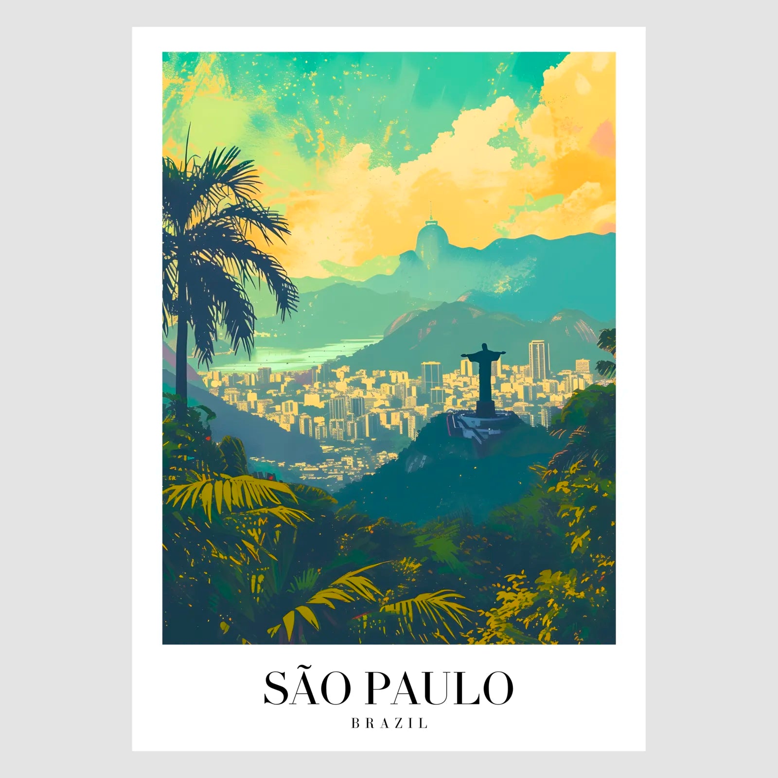 São Paulo Art Print With Christ The Redeemer And Skyline 1