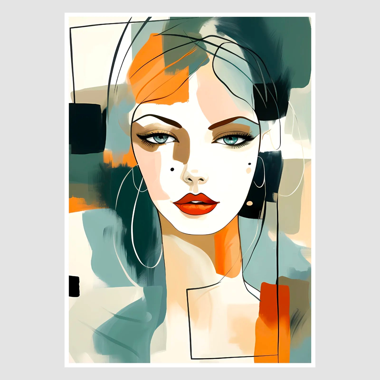 Contemporary Illustration Portrait With Colour Blocks Print 1