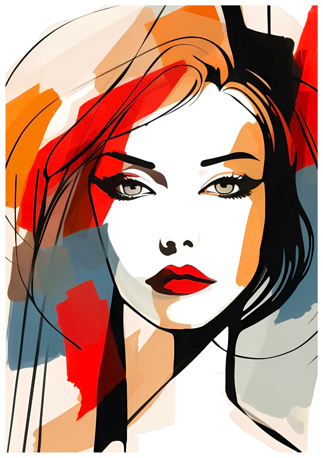 Illustration Inspired Portrait With Colour Blocks Artwork 3