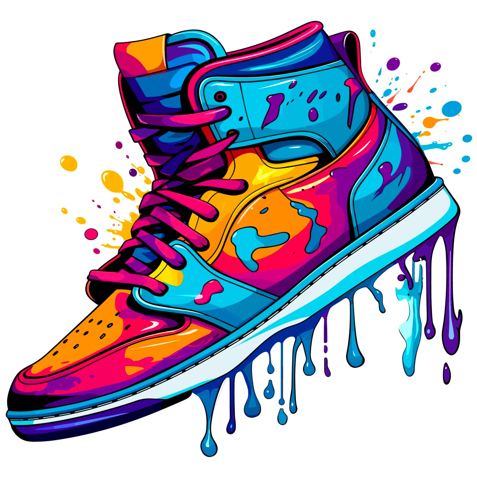 Bright Paint Drip Sneakers Digital Art Print 3