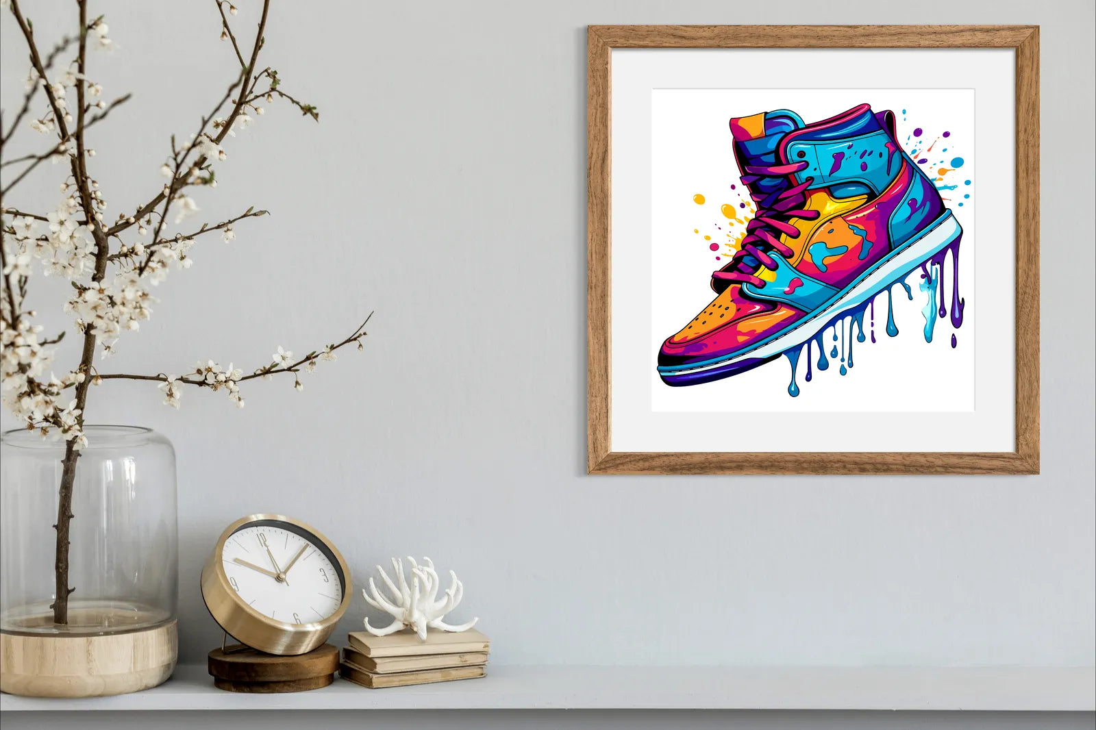 Bright Paint Drip Sneakers Digital Art Print 2