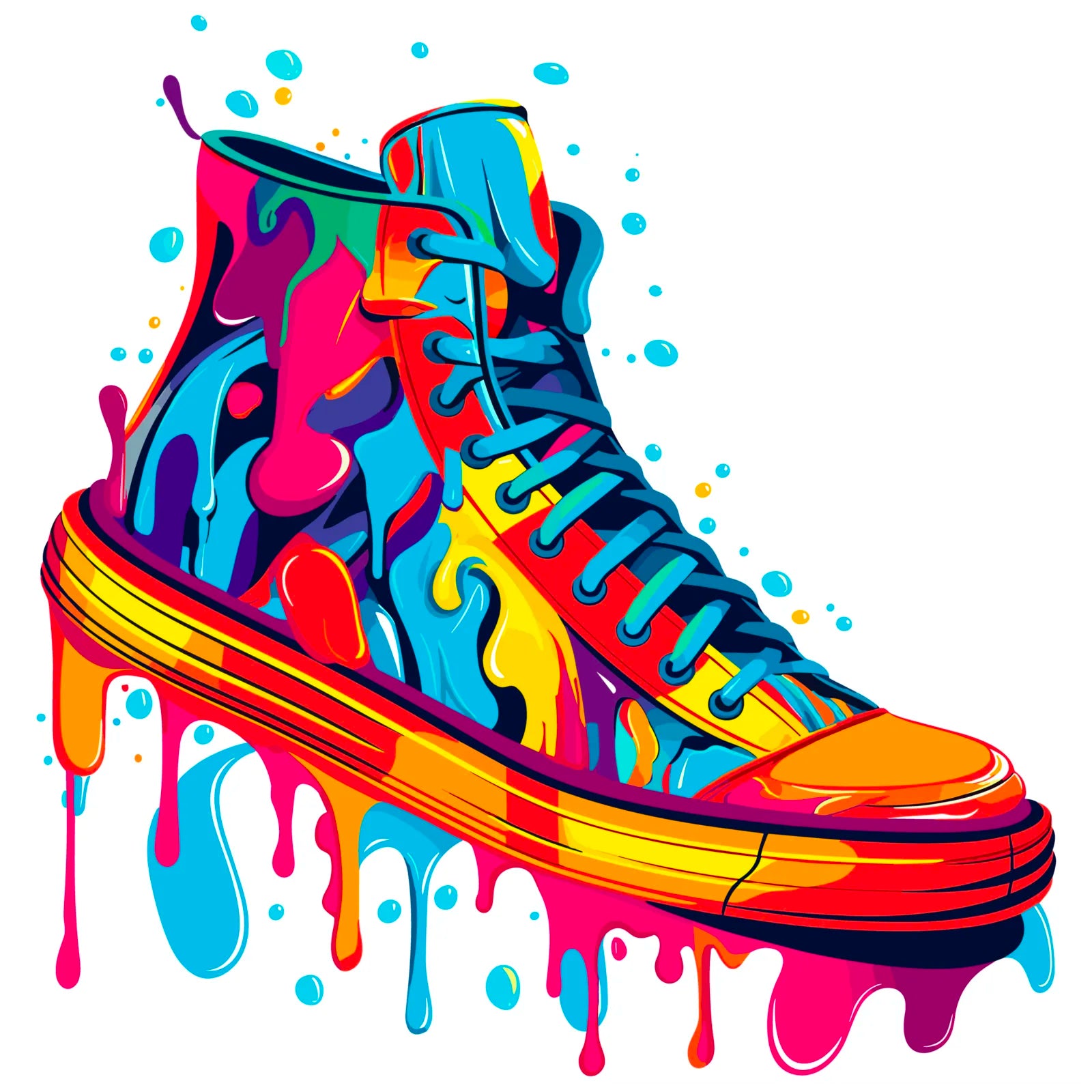 Ultra Bright Paint High Lace Up Sneaker Art Print 3