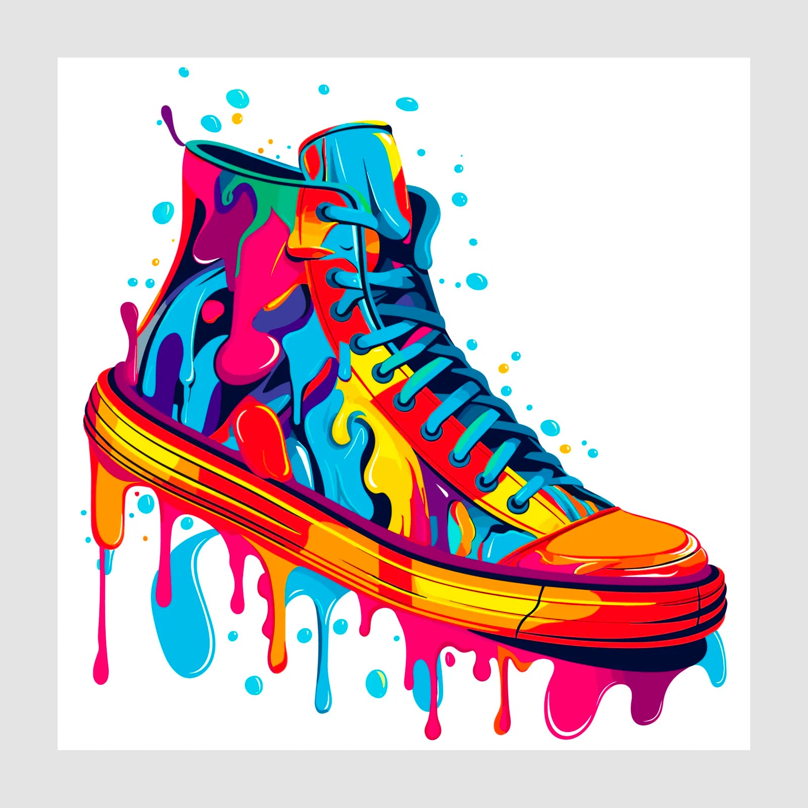 Ultra Bright Paint High Lace Up Sneaker Art Print 1