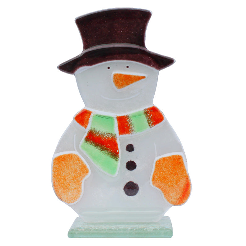 Snowman Fused Glass Table Decoration