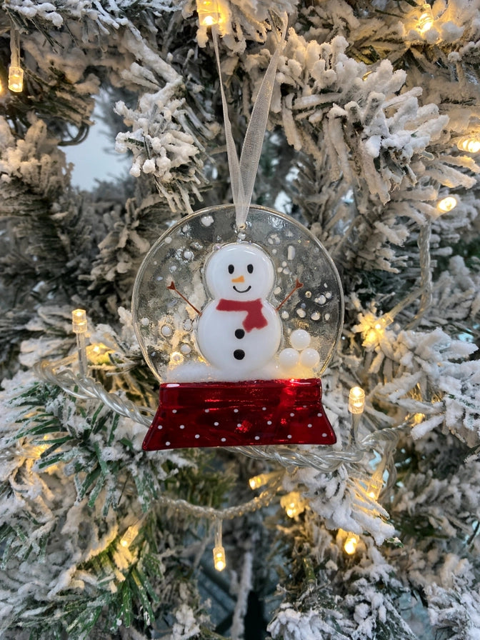 Fused Glass Snowman Snow Globe Christmas Decoration 2