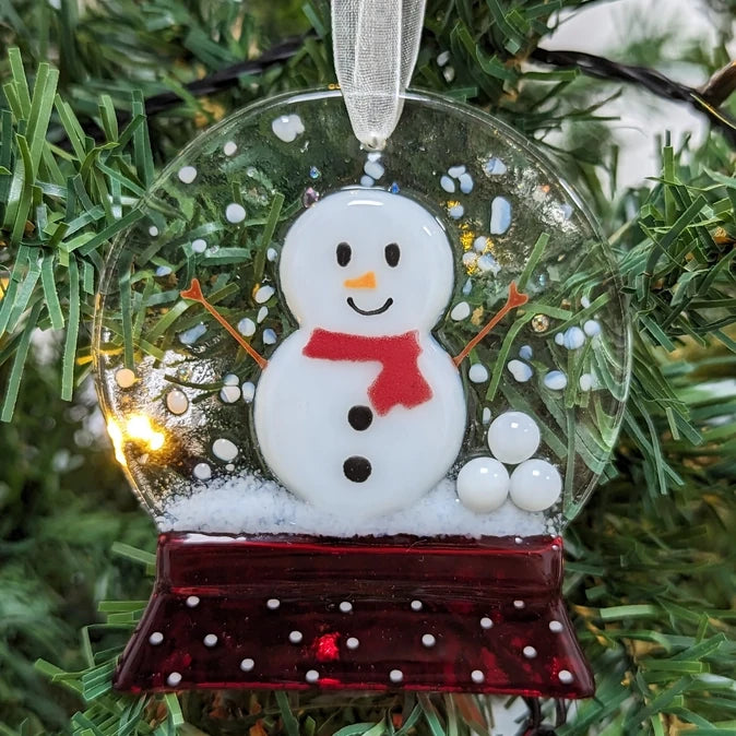 Fused Glass Snowman Snow Globe Christmas Decoration 1