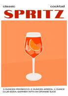 Classic Spritz Art Print – Bold Red & Orange Cocktail Design 3