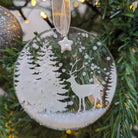 Handmade Clear Disk Stag In Woods Design Tree Hanging