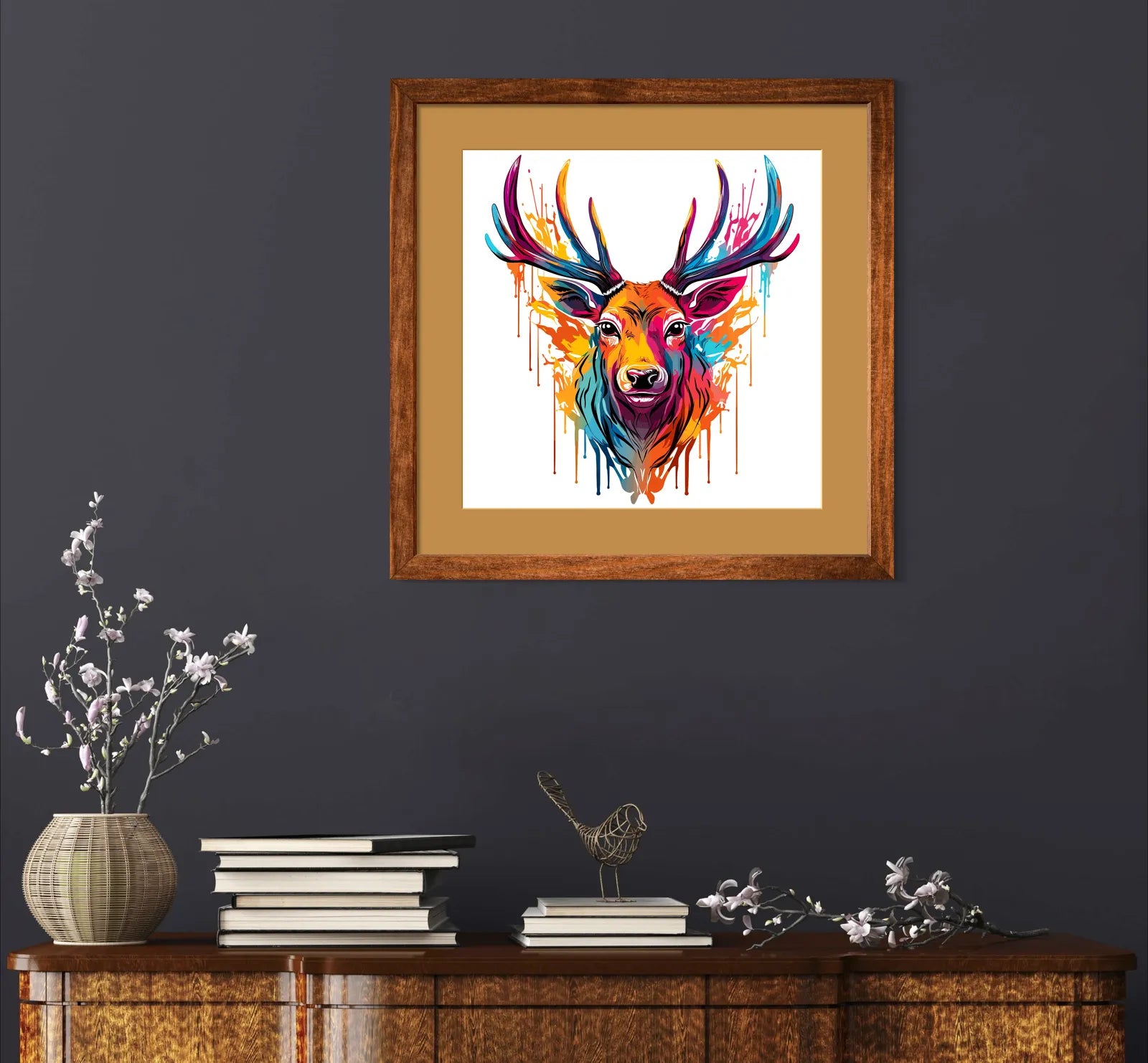 Glorious Paint Splash Stag Art Print 2