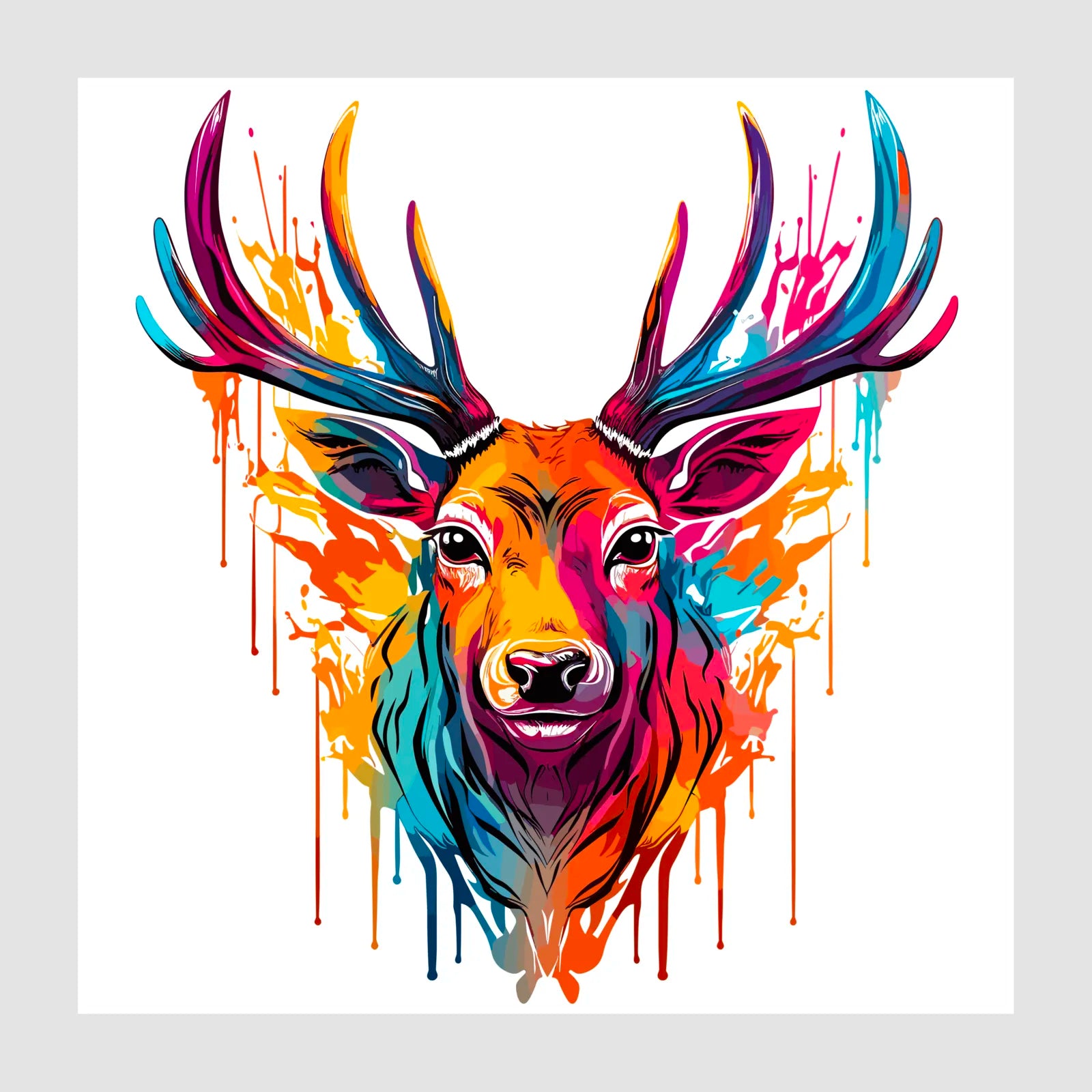 Glorious Paint Splash Stag Art Print 1