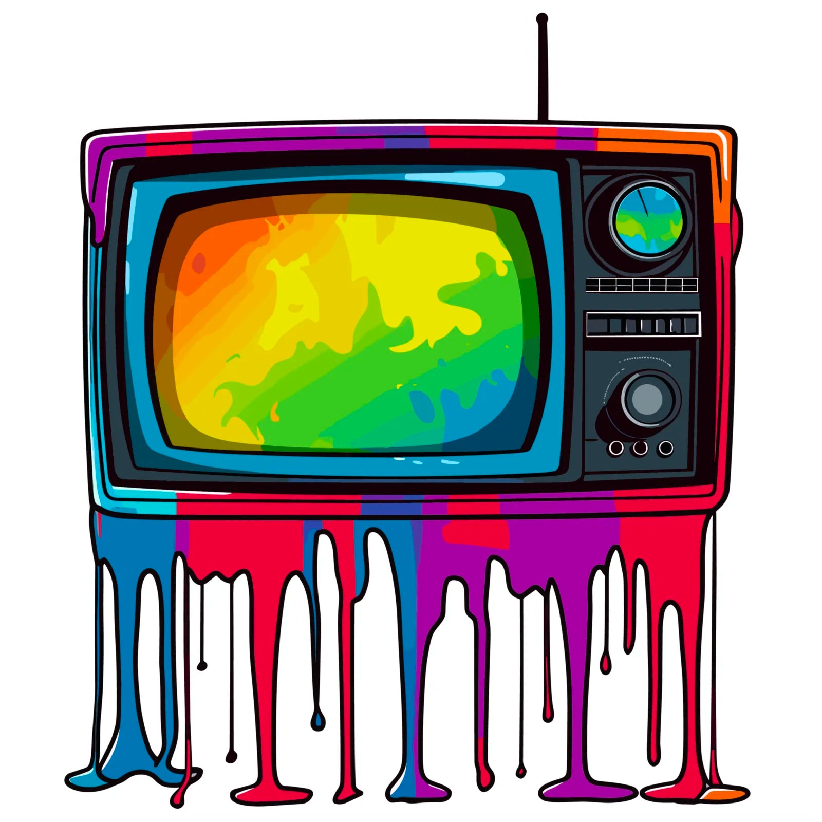 Ultra Bright Colours Retro TV Digital Art Print 3