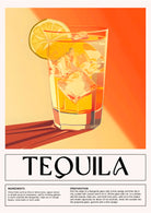 Tequila Art Print – Amber & Orange Cocktail Design 3