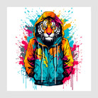 Fearsome Tiger In Hoodie In Splash Art Atyle Print 1