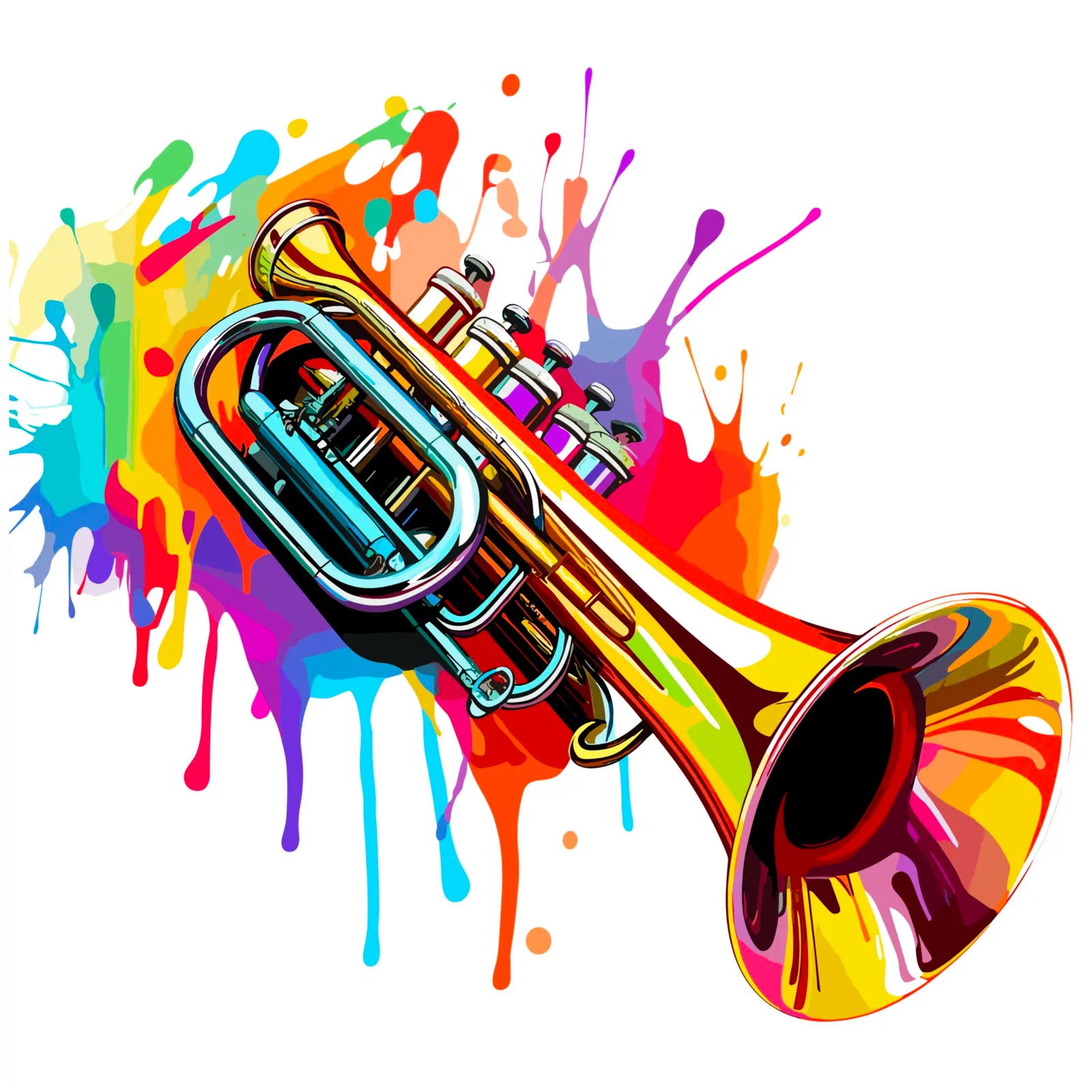 Funky Trumpet Paint Splashes Art Print 3