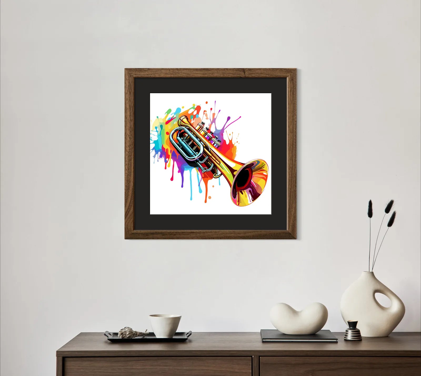 Funky Trumpet Paint Splashes Art Print 2