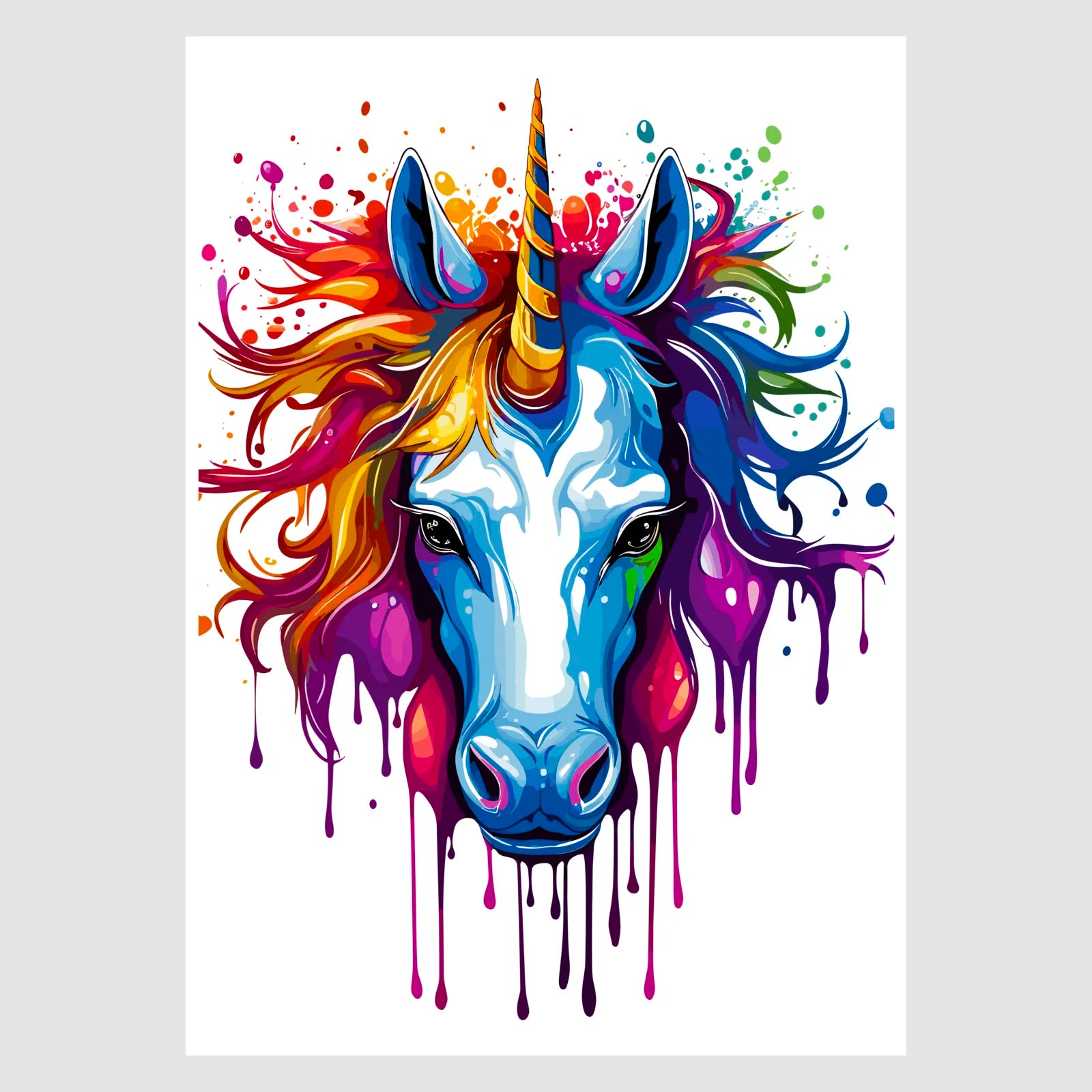 Mythical Unicorn In Bright Colours Splash Style Art Print 1