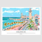 Valencia Beachside with Winding Road and Palms Art Print 1