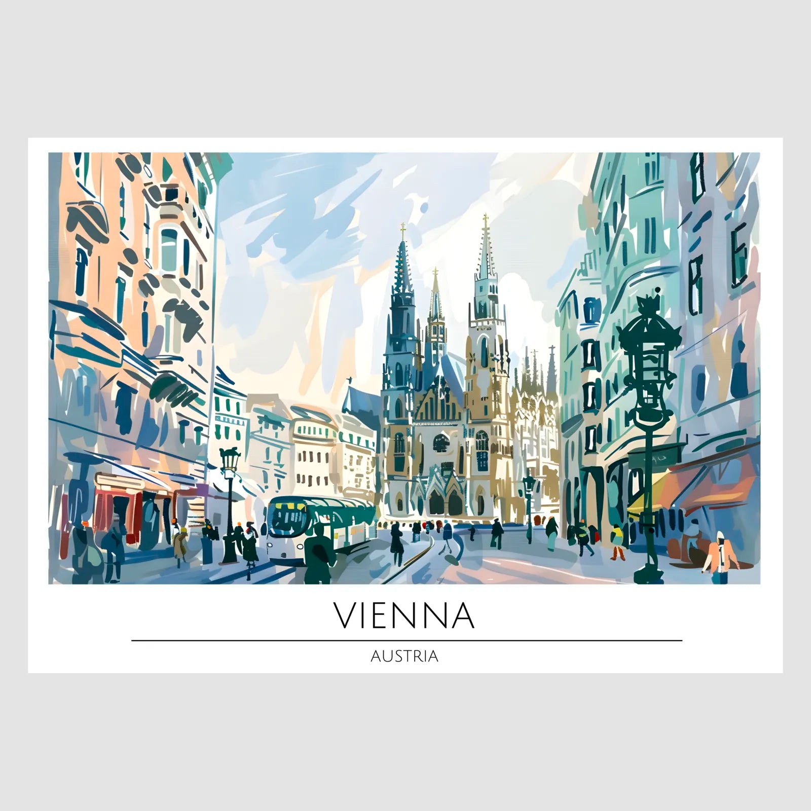 Vienna Market Square with Gothic Church Art Print 1