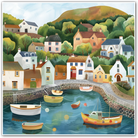 Charming Coastal Village Serenity: Colourful Harbour Haven Art Print